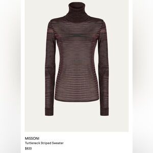 Missoni Purple and Brown Striped Turtleneck NWT Size 40 (Small).